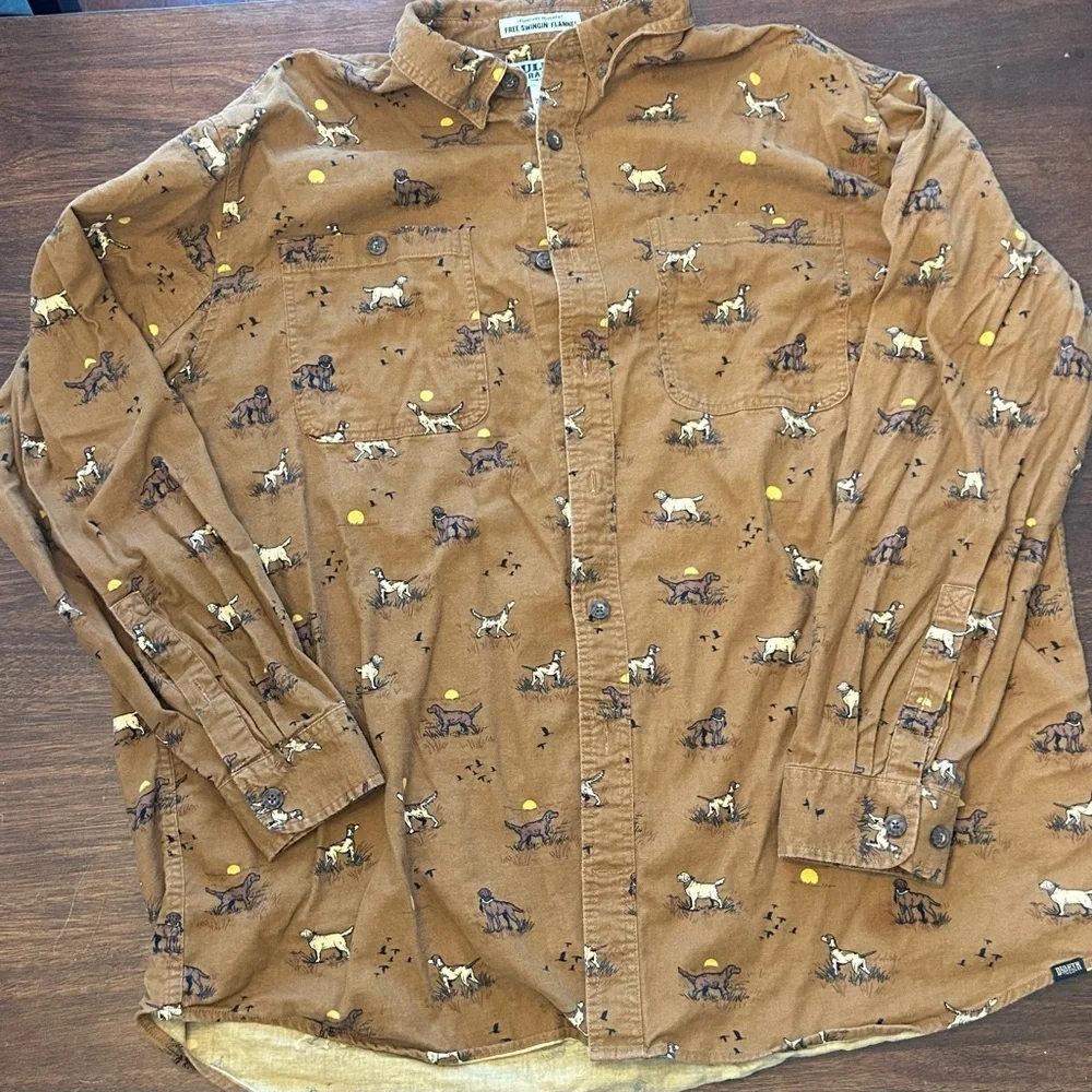 Duluth Trading Co Brown Printed Lightweight Dog-Pattern Shirt Jacket